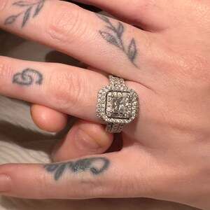 Helzberg 2CTW Princess Cut Diamond Double Halo Engagement Ring in 14K White Gold